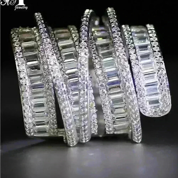 New 6.4 CT 925 Sterling Silver Diamond Ring - Picture 2 of 16